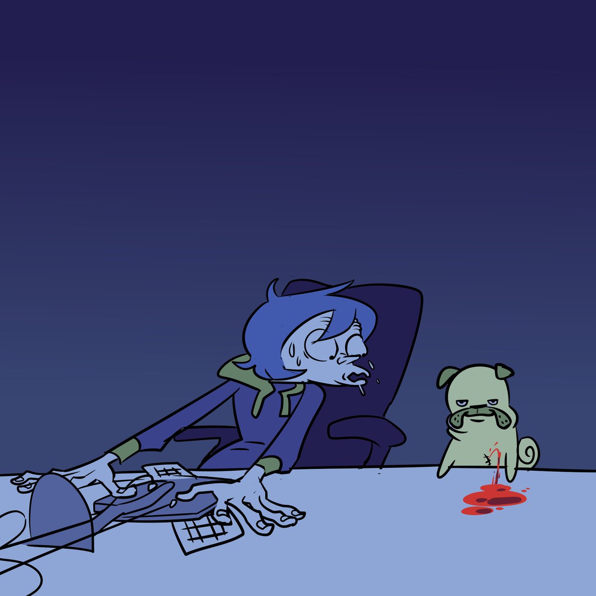 #Drukiblu Dramatizacion de lo que paso al final del 1er stream del fnafhs, donde el guatoncito fue tan humilde decidio que era suficiente exito por ese dia.