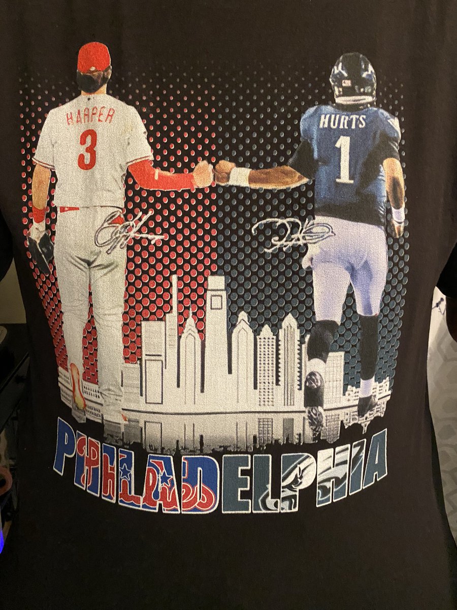 VoiceOfThePhan's tweet photo. SHIRT. OF. THE. GOATS. @bryceharper3 @JalenHurts #RingTheBell #FlyEaglesFly #WinItForSkip https://t.co/gzf6zqyzJf