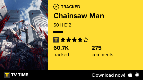 sheriffharby's tweet photo. I've just watched episode S01 | E12 of Chainsaw Man! #chainsawman
Chainsaw Man
S01 | E12  https://t.co/AMaELYdMqV #tvtime https://t.co/n09K7WCbAh