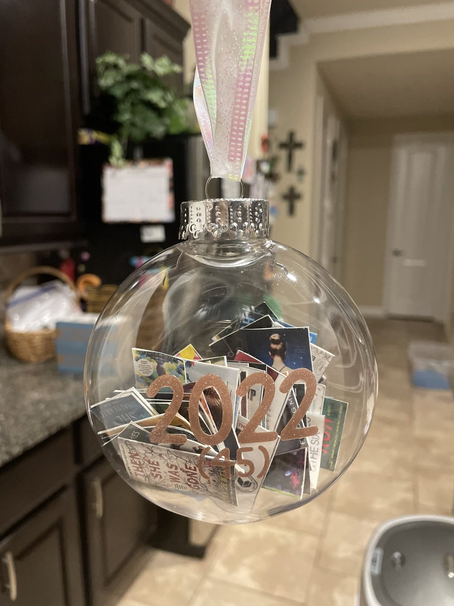 January 2022 Goal: read 12 books, one per month. EOY update- CRUSHED IT! Ornament made to celebrate! ❤️📚❤️