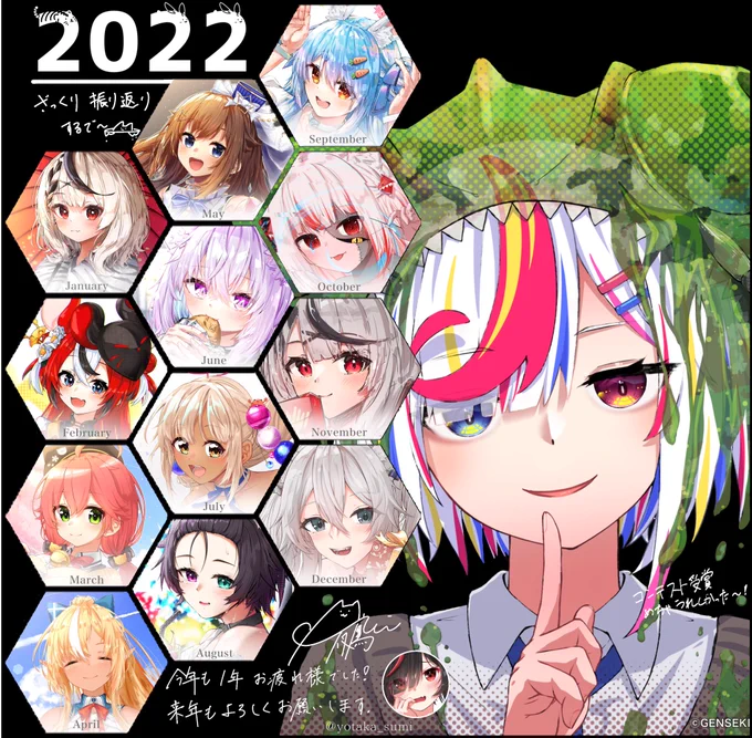 というわけで早いもので今年ももう終わりですね〜今年は後半時間がなかなか取れませんでしたが、1年通して132枚くらい描いたみたいです振り返り画像、今年は自分で作ってみました #2022年の絵を振り返る #Artsummary2022  