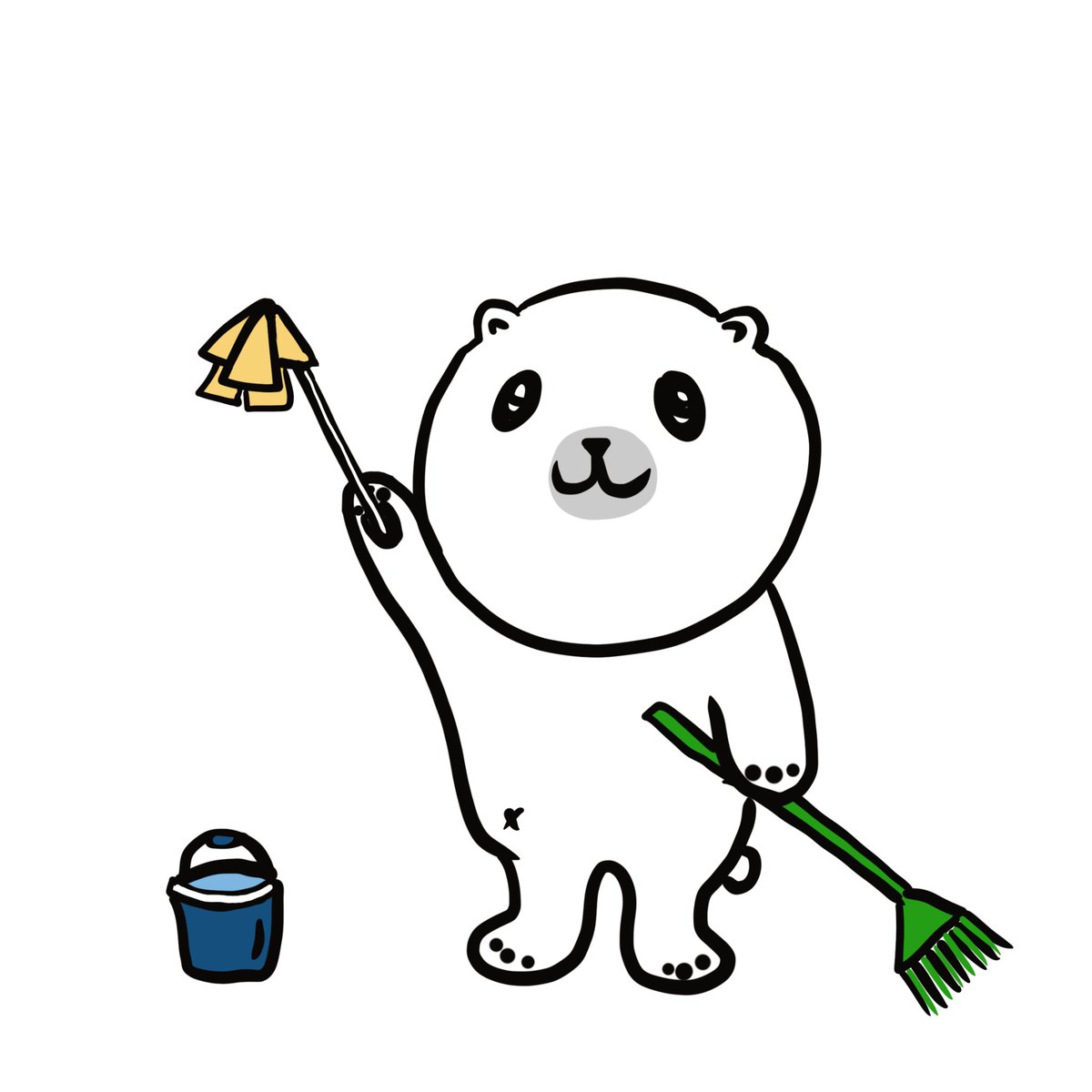 大掃除の大晦日です🐻‍❄️🧹 今年も一年ありがとうございました🐻‍❄️ 良いお年をお迎えください🐻‍❄️ #しろくまゴロー #大晦日 #大掃除 #良いお年を #しろくま #シロクマ #polarbear #artwork #illustration #drawing #イラスト #ゆるイラスト