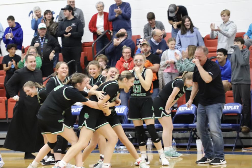 vicmckaylsn's tweet photo. St. Patrick’s Izzy Riggs congratulated by her teammates after hitting game winner in championship game of RUHL’s River City Classic @LimestoneSports https://t.co/RLxqPzDJ5G