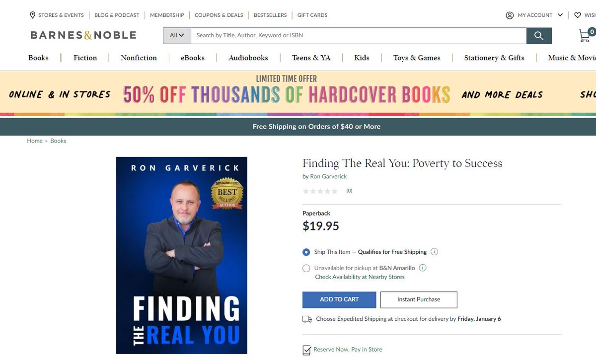 GarverickRon's tweet photo. Amazon Best-Seller book Finding The Real You made it to Barnes &amp; Noble and will be in airports, Walmart and Target soon. I am beyond blessed. Thank you to everyone for your support https://t.co/LPa7tZxgLp