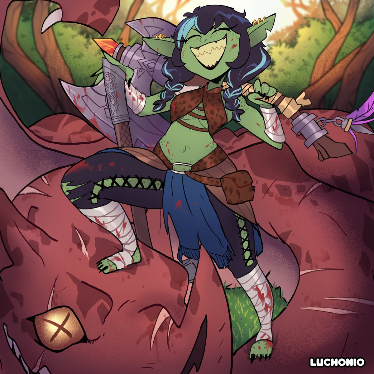 Rmorssss's tweet photo. Alina loves to fight with all kinds of enemies that are much bigger than her and if possible make them her dinner.😋

Drawing by @Luchonio3, thank you very much for her beautiful work!!!  <3 https://t.co/0koJfWav5B