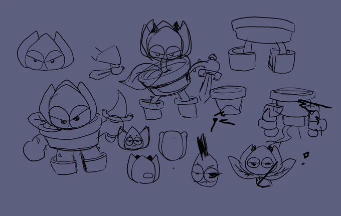 Munchy and Kat I did initially for 's Headshot Collab, but started over with a different approach. The dog icon was the first attempt at the pfp I'm using now. Lastly, some sketches for the flower knight character, just a random idea I had for a character design. 