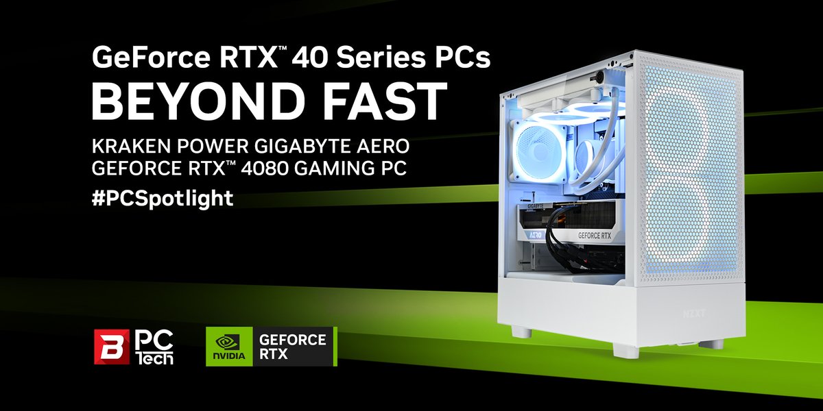 NvidiaANZ's tweet photo. The Kraken Power Gigabyte AERO GeForce RTX 4080 Gaming PC from @budgetpc
Details here: https://t.co/GLHLPbvySL
#PCSpotlight #GeForceRTXPCs #TheUltimatePlay https://t.co/pGYTbEcrus