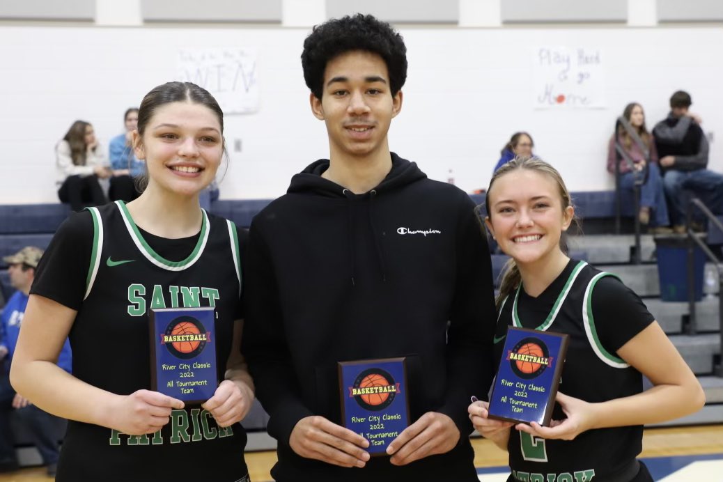 vicmckaylsn's tweet photo. St. Patrick’s Izzy Riggs and Caroline McKay named to RUHL River City Classic all tournament team. Amari Myrick earned a spot on the boys all tournament team @LimestoneSports https://t.co/UHzC1eccFI