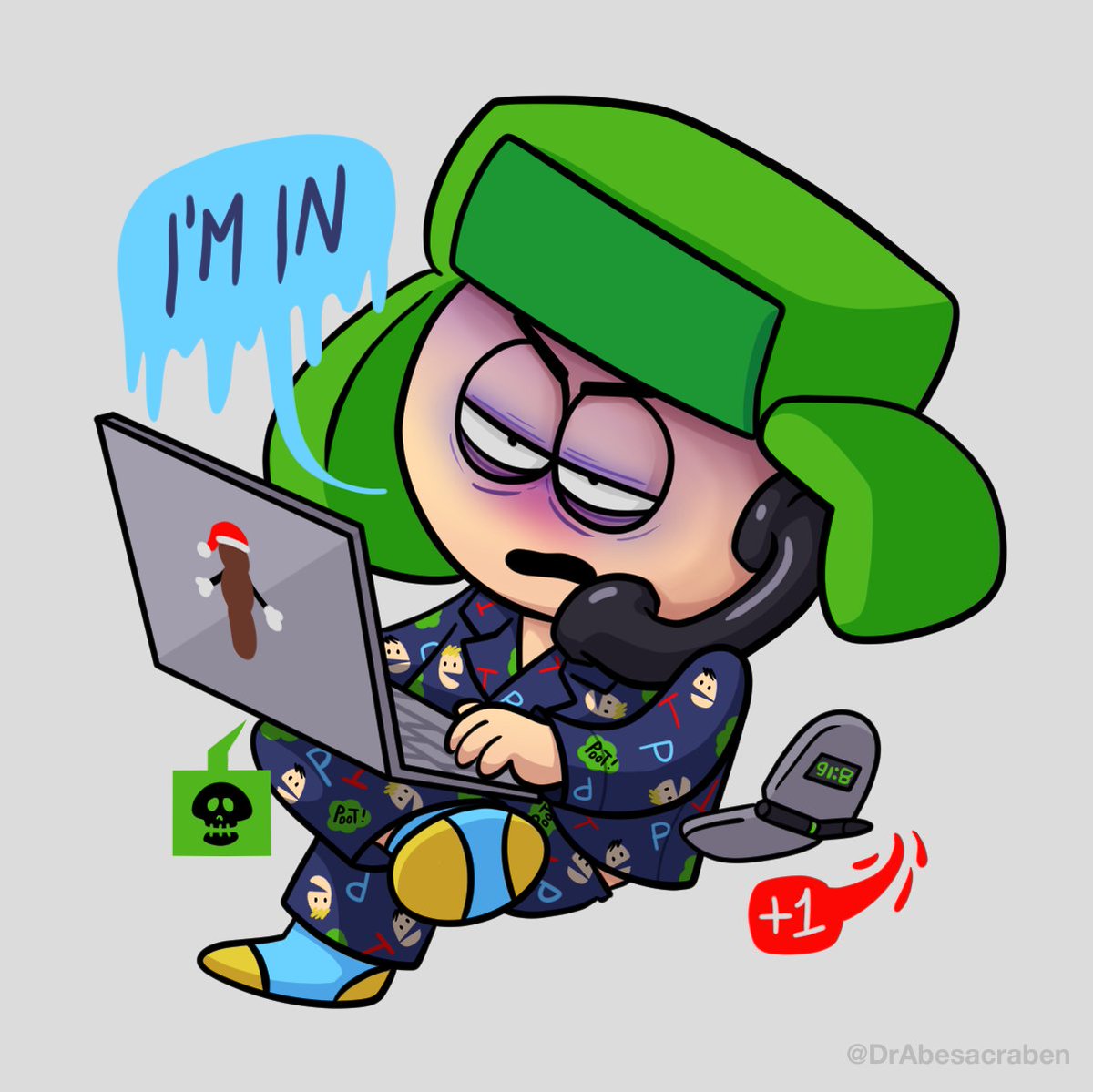 Forgot to post the sticker I did for the <a href="/KyleBroZine/">Kyle Broflovski Zine ✡️💚</a> collage :^)