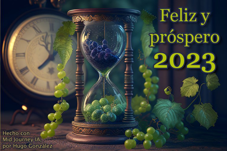 RelatosDeHugo's tweet photo. ¡Disfrutad de las horas que le quedan a 2022! ¡Os deseo un feliz y próspero 2023!
#Feliz2023
(Se me ocurrió la idea de un reloj de arena con uvas para la felicitación, e hice variaciones con la IA de #midjourney para ejecutar la parte artística. Al final me gusta cómo ha quedado) https://t.co/6JZHRL7COV