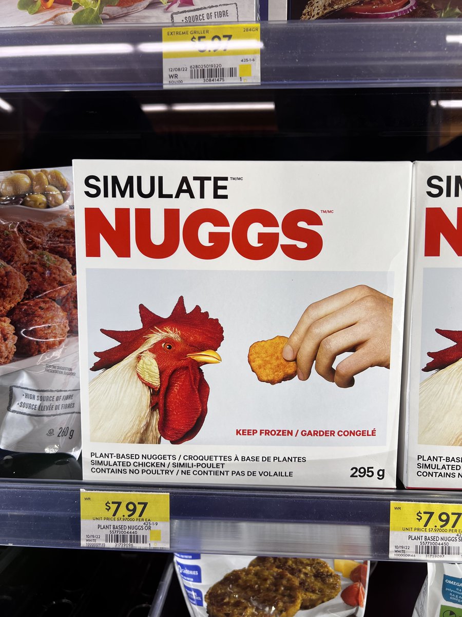 Really into the dystopian vibe of this package. The name, the cold utilitarian minimalism, the suggestion that now you can feed this to your cannibal chickens as an ethical alternative to their own processed flesh and they won’t know the difference? Idunno but 11/10, no notes