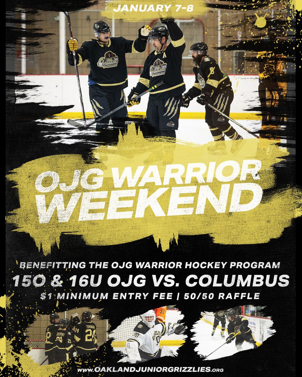 <a href="/OJGHoc/">OJG Hockey</a> vs <a href="/AAABlueJackets/">Ohio Blue Jackets</a> next weekend. Please come out and support!!!! #Culture #Grizzgang