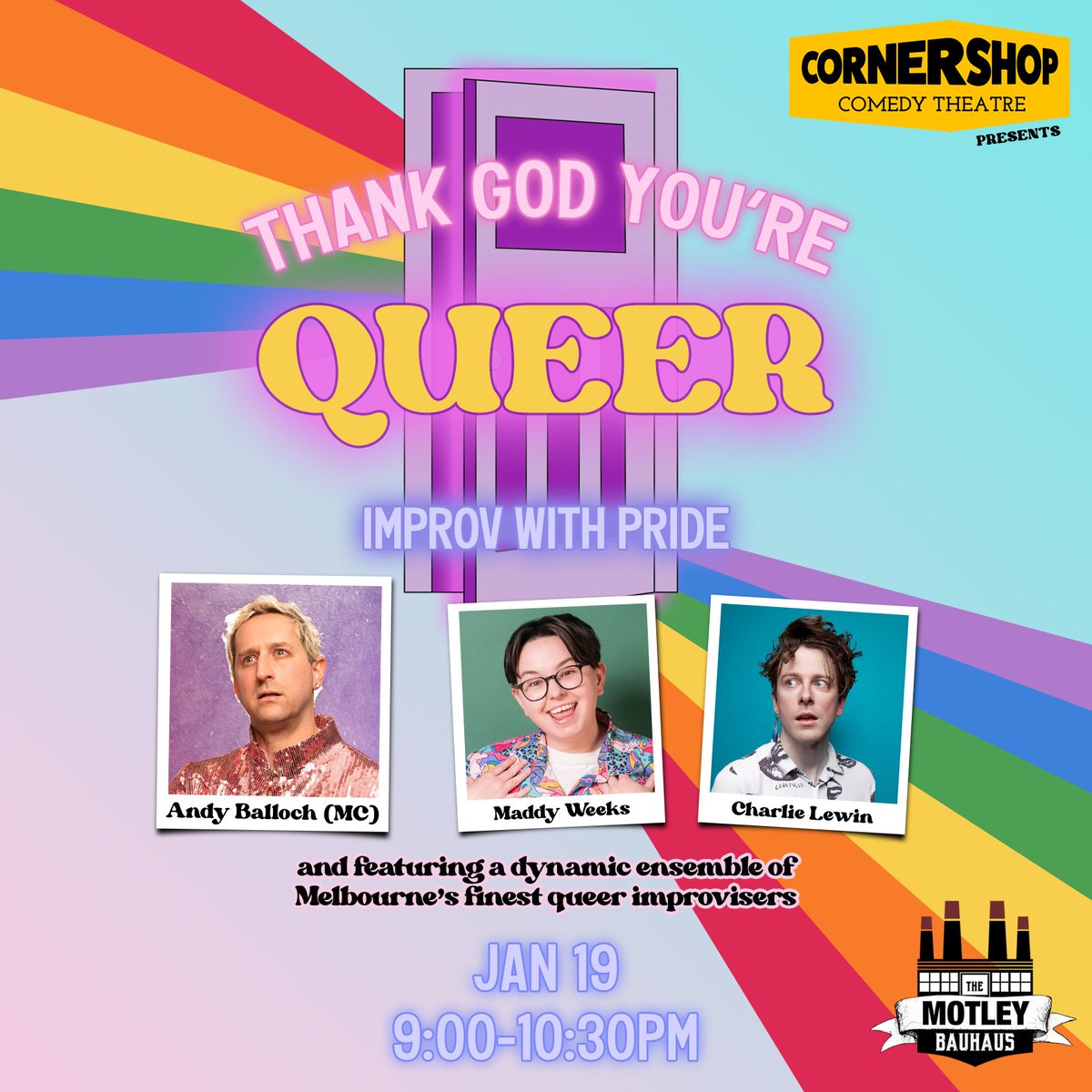 spizzter's tweet photo. PLUG: Been helping with Corner Shop Comedy (a Not-For-Profit comedy theatre) - we're running comedy workshops in Jan, AND our (queer!) Jan show, so if you're a comedy nerd in Melbourne (improv, clowning, writing, directing), you'd love these classes! AND this show! 🔗s next tweet https://t.co/lGVBvrZsDS
