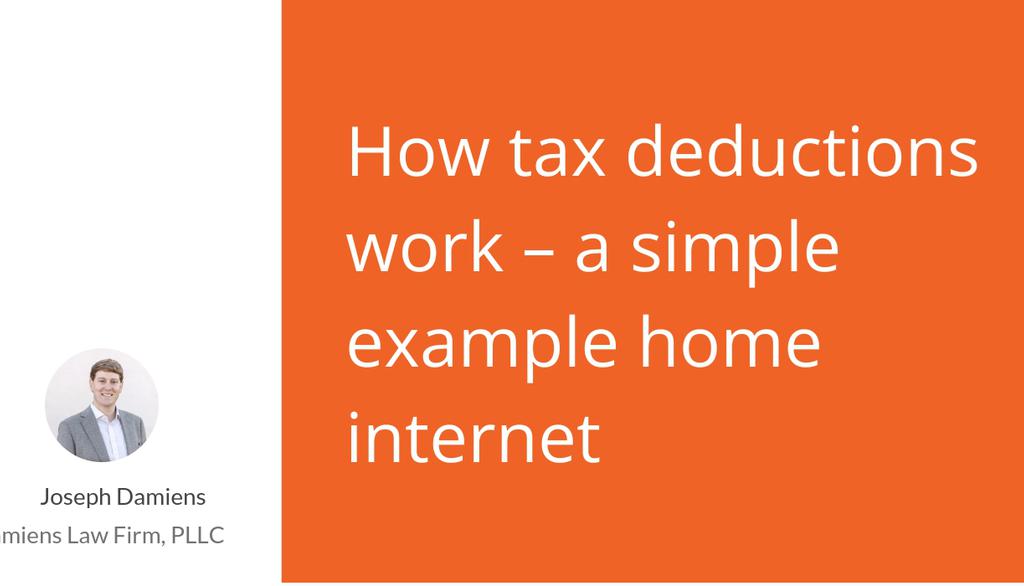 How tax deductions work – a simple example home internet

Read more 👉 damienslaw.com/how-tax-deduct…

#SingleMemberLlc #SoleProprietor #BusinessRelatedCosts #BusinessOwner #TaxDeductions #TaxPlanning #BusinessTax #ProfessionalWorkHelping #InternalRevenueService