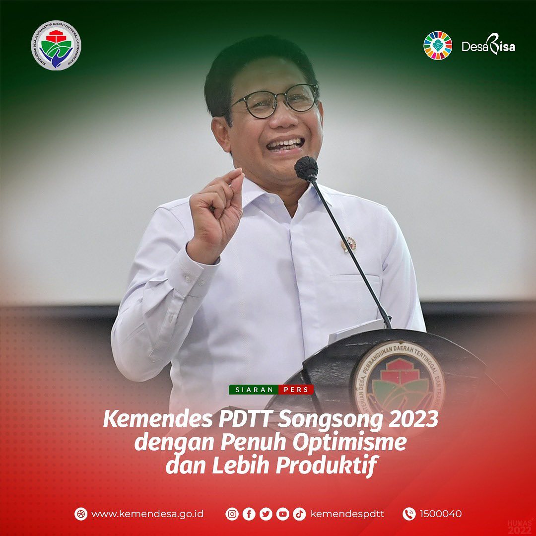 APMDN_JATENG's tweet photo. Mari sahabat TPP sekalian,kita 
bersiap menyongsong 2023 dengan penuh optimisme &amp; lebih produktif.

Sebagaimana dawuh Gus Menteri @halimiskandarnu
“Kita siap menyongsong 2023 dengan penuh optimisme. Menyongsong 2023 dengan lebih produktif,” 

#KemendesPDTT 
#DanaDesa 
#SDGsDesa https://t.co/ciylwZTPFj