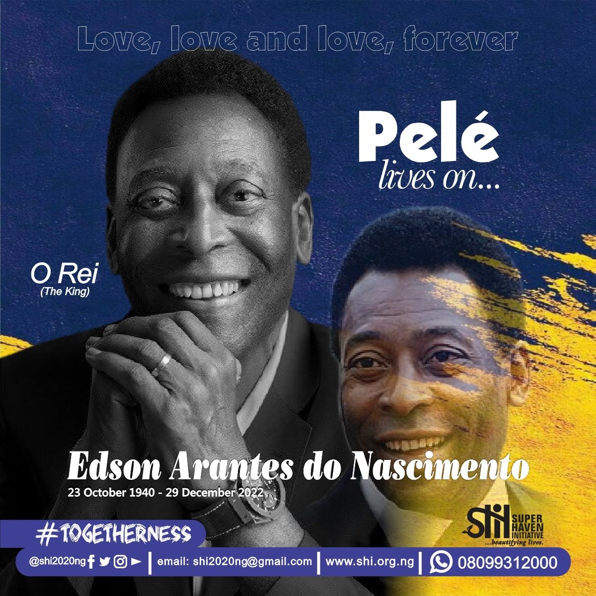 shi2020ng's tweet photo. Pelé lives on...your service to humanity will always be remembered.

"...he most believed to be the cure for all our problems: LOVE."

His message today becomes a legacy for future generations.

Love, love and love, forever

#Pele
#RipLegend
#PeleRIP #peleforever https://t.co/ndkhXV07c6