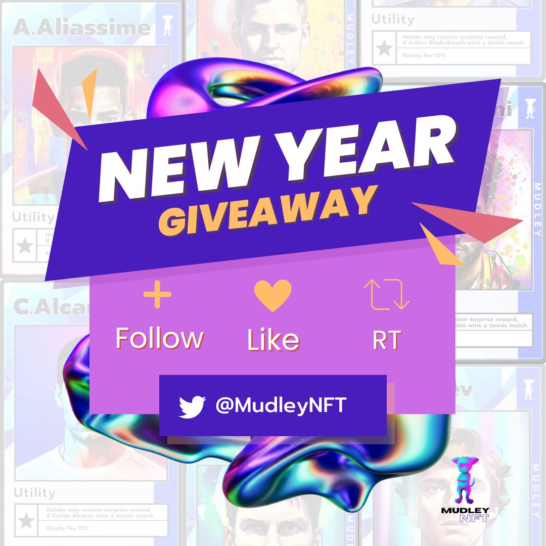 MudleyNFT's tweet photo. New Year Giveaway
Rules for participating to have a chance to receive an NFT:
- Follow Twitter 
@MudleyNFT
- Like
- RT the giveaway tweet
On 1 Jan 2022 at 01:00 PM there will be a LIVE announcement for the lucky persn who receive NFT on MudleyGroup  Page.
#MudleyNFT #NFTGiveaway https://t.co/rhSFdSR4rD