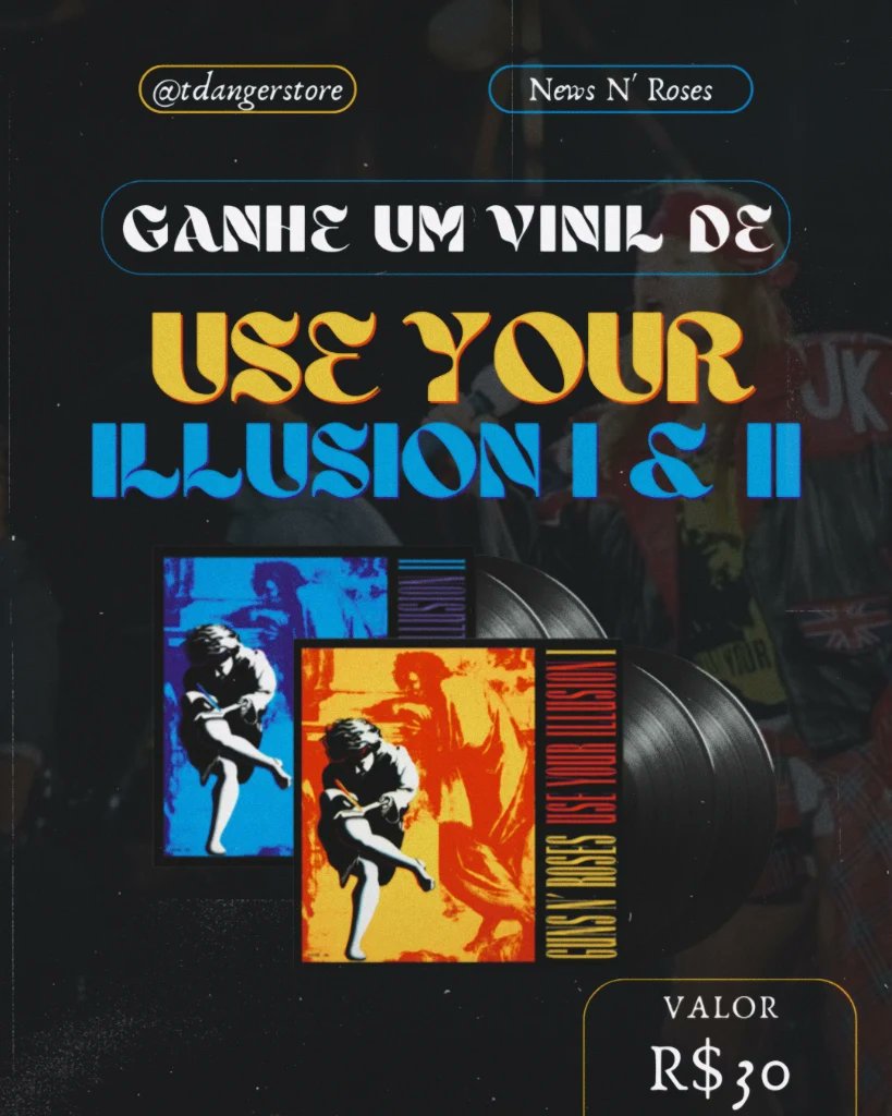 SIM! Temos uma rifa de um VINIL IMPORTADO do USE YOUR ILLUSION do GUNS N'ROSES rolando em parceria com o <a href="/ajoota98/">Ajoota</a> do canal News N' Roses! 🔥

Para participar, basta comprar um (ou mais) dos 50 números disponíveis! E o vencedor do sorteio irá escolher se quer o disco 1 ou 2! 🤩💜
