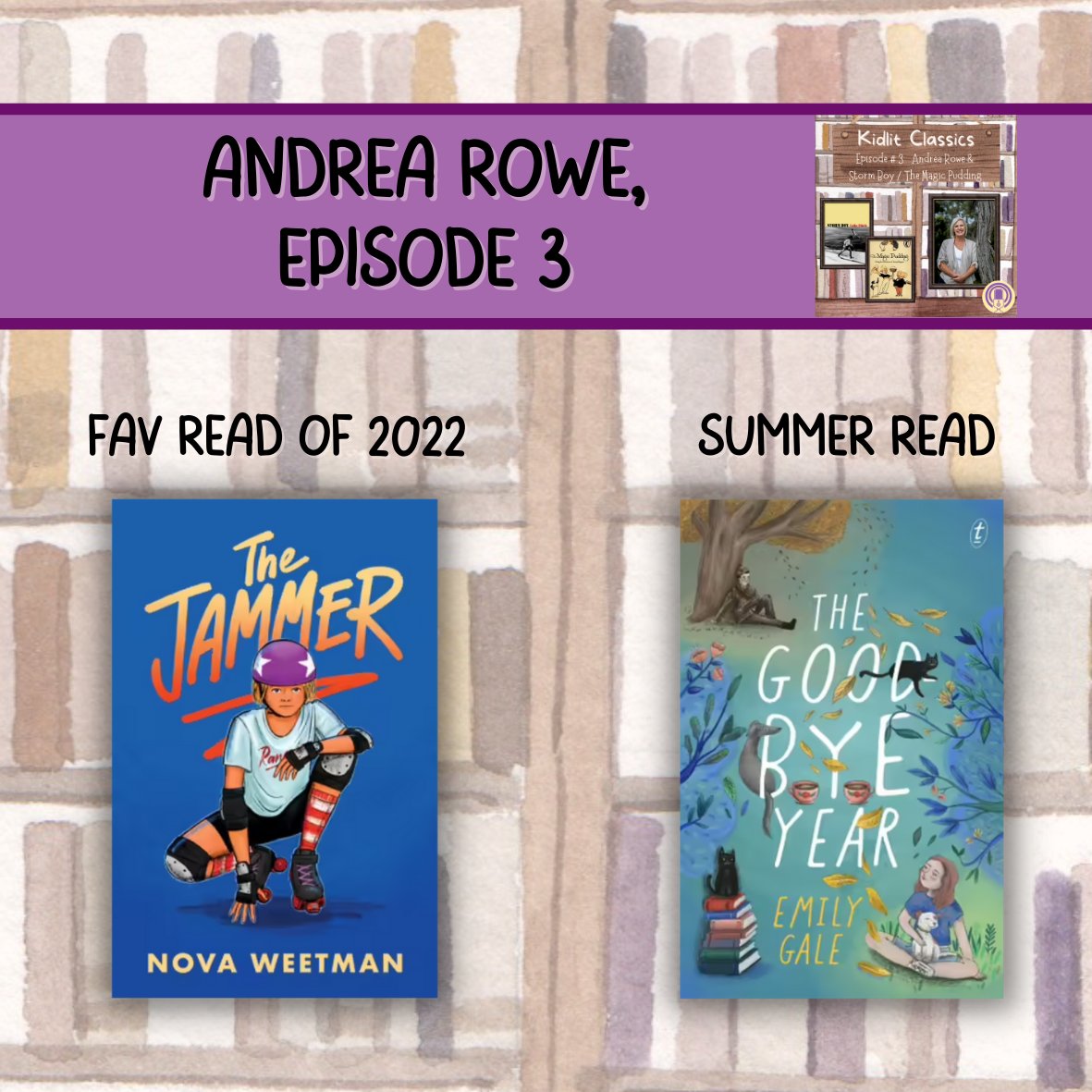 SamEllenB's tweet image. #KidLitClassics Podcast Season 1 Guests share their fav book of 2022 and Summer reads:

@AndreaRowe_au chooses #TheJammer by @NovaWeetman &amp;amp; #TheGoodbyeYear by @EmilyGale 

Read the full article here:
samanthaellenbound.com/post/kidlit-cl…