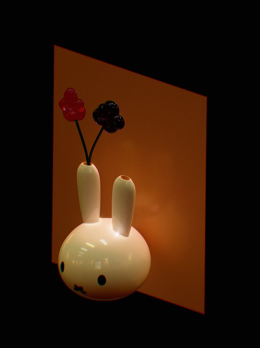 my last sculpture of 2022 — miffy vase with glass flowers 🖤