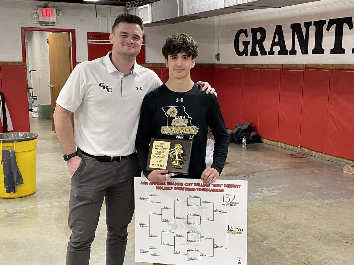 Congrats Kolby Warren, 132 lb Granite City William “Red” Schmidtt champ! Coach Flynn gets his 1st tournament champ! #brothersforlife #rollbub #fireupcadets #ForMyGod #ForMySchool #ForMyBrother