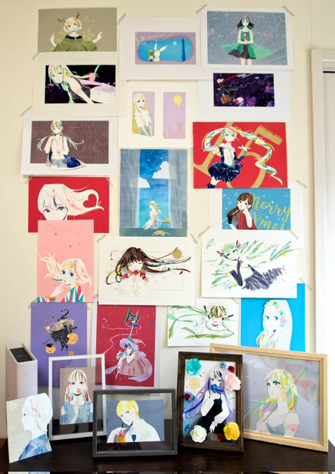 本格的に活動再開して 原画販売やご依頼受けたりして楽しかったです!  来年はボカデュオなどの企画や 展示にも参加する予定です💪 来年もよろしくお願いいたします! ※喪中につき新年の挨拶は控えさせていただきます ※ご依頼のイラスト一部含みます #2022年を振り返る #マステ絵