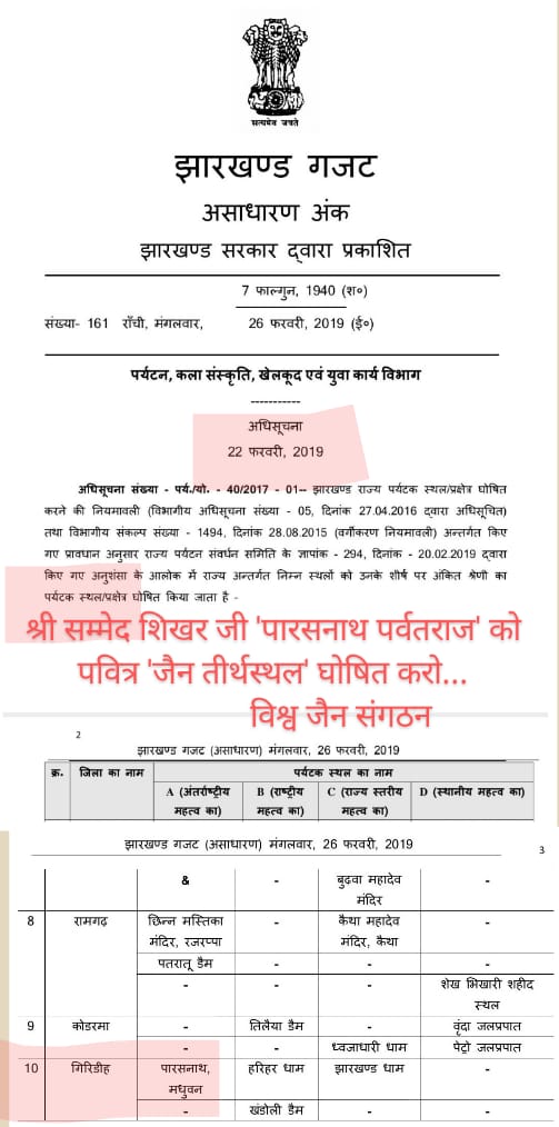 vishwajains's tweet photo. @rashtrapatibhvn
@jhar_governor
@HemantSorenJMM
@JharkhandCMO सर्वोच्च जैन तीर्थ श्री सम्मेद शिखर जी 'पारसनाथ पर्वतराज' की पवित्रता,स्वतंत्र पहचान व संरक्षण के लिए पर्यटन स्थल नहीं अपितु पवित्र #Jain तीर्थस्थल घोषित करने हेतु आदेश जारी करने की कृपा करें
#Jainism #SaveShikharji https://t.co/tnqZHn7ClF