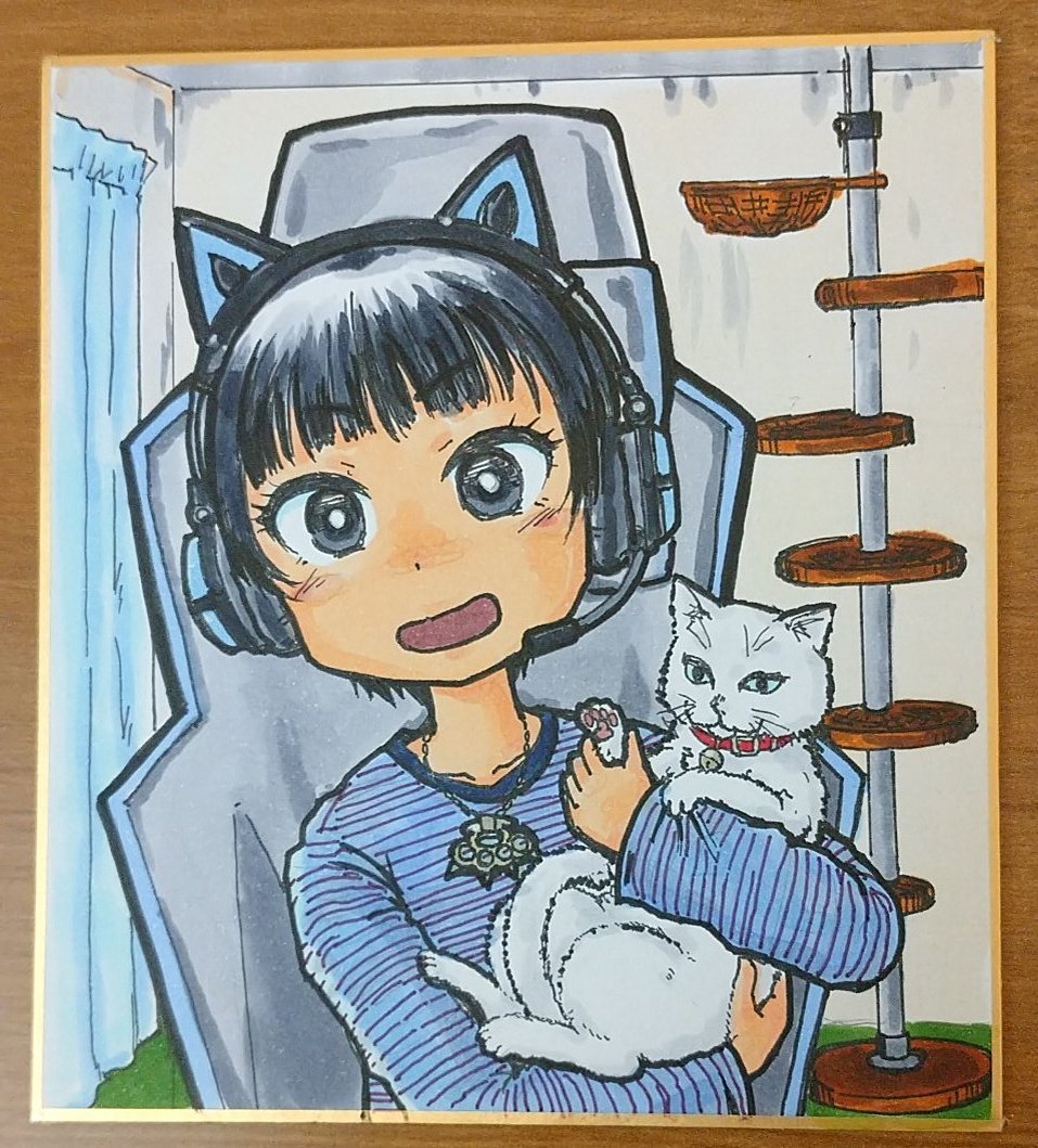 「#属性キャラ錬成 まとめ1①ワンレン貧乳放火魔法使い②黒髪ショートねこ好き③ジト」|くれじじ@5/5コミティアのイラスト