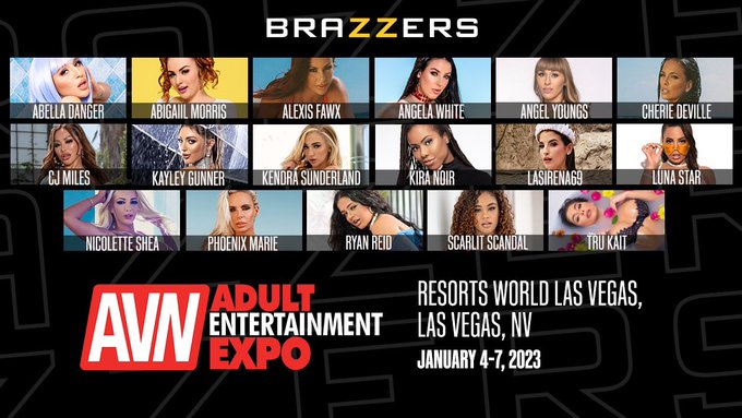 excited to announce i&rsquo;ll be signing along w the other baddies at the brazzers booth for @avnawards 🥳🎉🍾