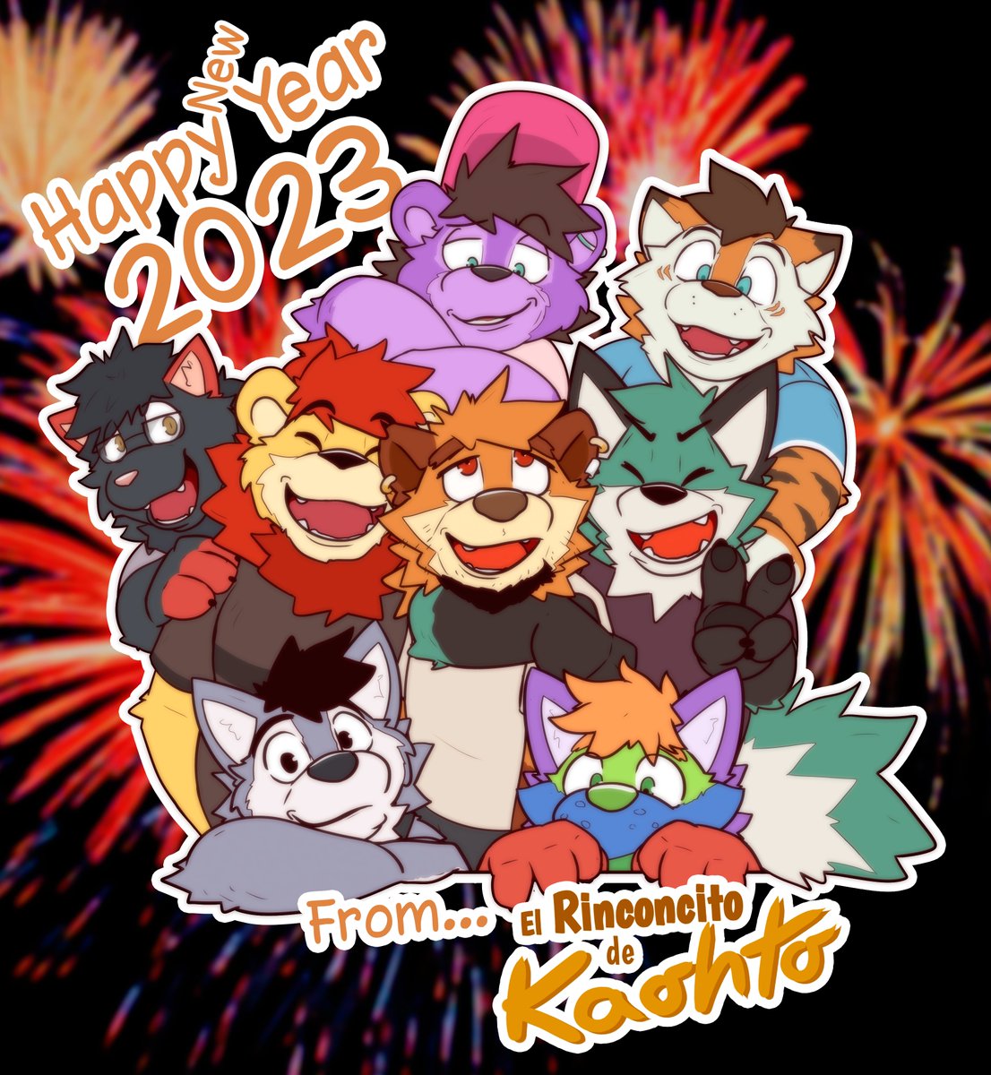 Kaohto (@kaohto_kaoh) on Twitter photo Happy New Year 2023 from "El Rinconcito de Kaohto" guys👋🥳🤩🎉🪩🍾!!
With my friends <a href="/EDamakku/">Damakku Lanceloth</a> <a href="/ritsukaxan/">Ritsukaxan</a> <a href="/Str4Y_CAt/">Mega</a> <a href="/GreenfoxTetsuya/">GreenFox</a> <a href="/VonTiger/">And Von Tiger</a> <a href="/Chris_woolf14/">Chris Wolf 🐺🩶</a> <a href="/LowgerWolf/">Lowger</a> 😎and me. Happy New Year 2023 from "El Rinconcito de Kaohto" guys👋🥳🤩🎉🪩🍾!!
With my friends <a href="/EDamakku/">Damakku Lanceloth</a> <a href="/ritsukaxan/">Ritsukaxan</a> <a href="/Str4Y_CAt/">Mega</a> <a href="/GreenfoxTetsuya/">GreenFox</a> <a href="/VonTiger/">And Von Tiger</a> <a href="/Chris_woolf14/">Chris Wolf 🐺🩶</a> <a href="/LowgerWolf/">Lowger</a> 😎and me.