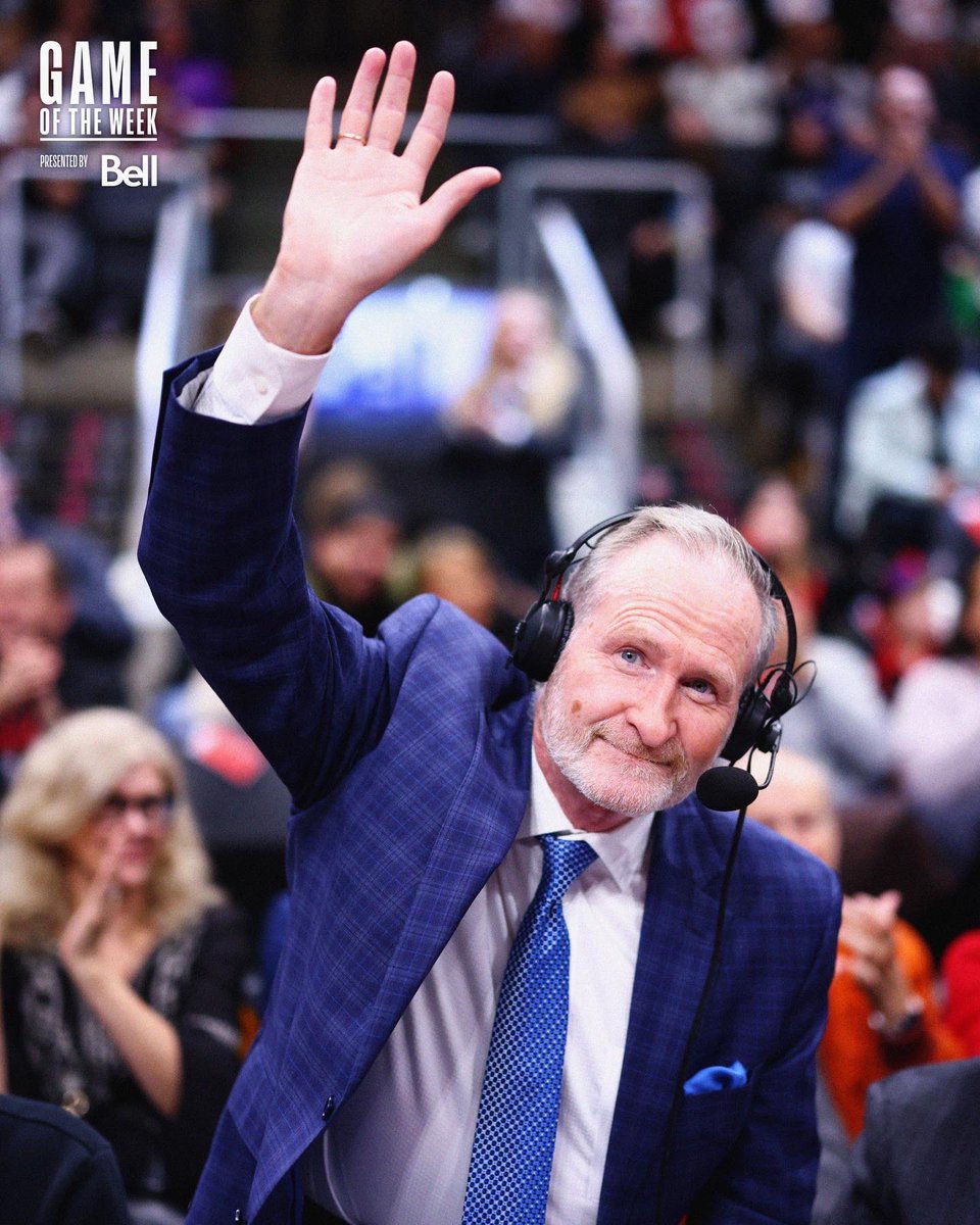NBACanada's tweet photo. 25 years broadcasting with the @Raptors... HELLLLLLOO! Congrats, Jack Armstrong! 

Game of the Week is presented by @Bell. https://t.co/e1UQClaYtP