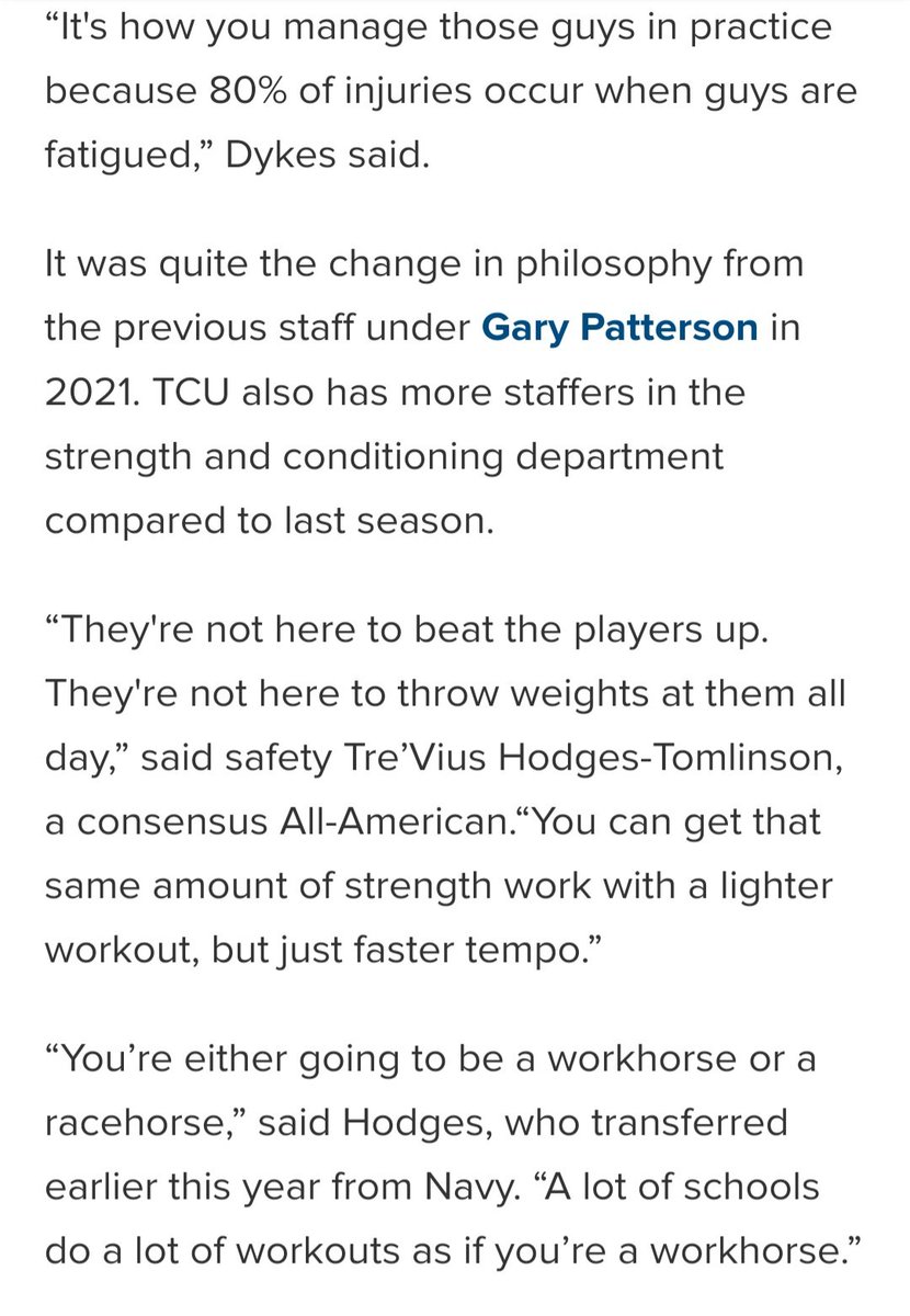 Wow!! Is TCU's S&amp;C guy a member of the <a href="/TFConsortium/">Holler-Korfist TFC</a> family. Hodges-Tomlinson's quote sounds almost word for word what <a href="/pntrack/">Tony Holler</a> preaches! Definitely a new respect for TCU, but still #GoBlue