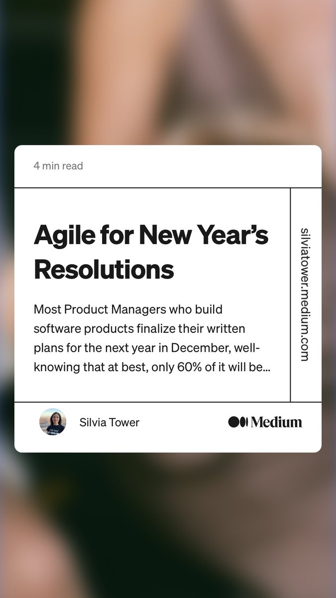 Do you follow-through with your New Year’s resolutions? I don’t, and here’s why:
“Agile for New Year’s Resolutions” by Silvia Tower
link.medium.com/IDsfJC8ccwb
