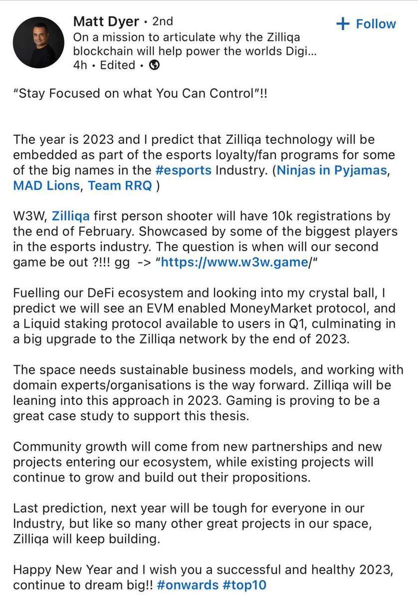 Just spreading some #Zilliqa $ZIL chrystal ball knowledge from Matt Dyer