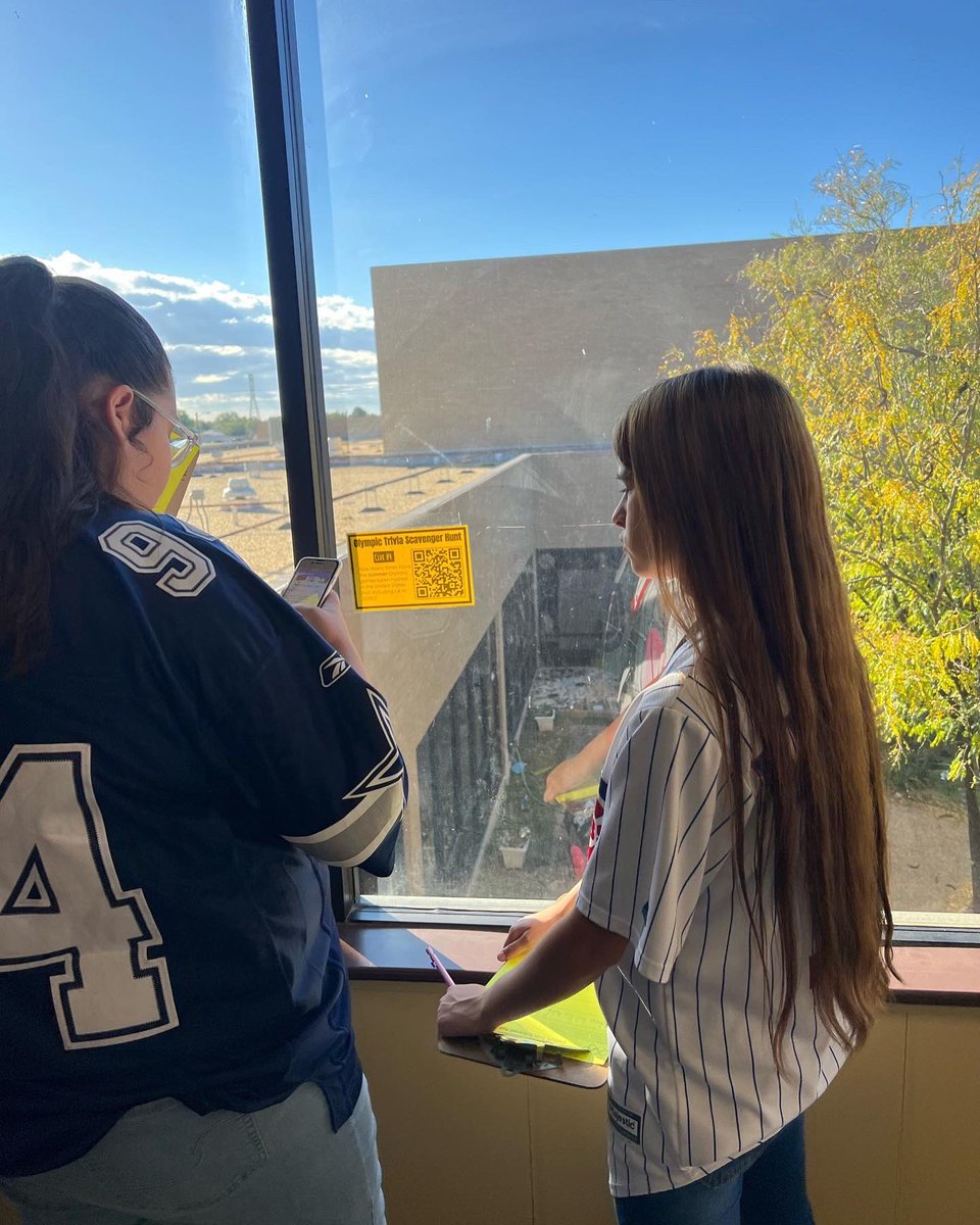 NorriScience's tweet photo. We started #physics by diving into our #olympics #internship. Students completed a QR scavenger hunt to learn Olympic trivia and got to explore the Olympic Village (our classroom/hallway). Some students could name over 50 country flags!  @lcvalenzuela #teachbetter #teachfurther https://t.co/uy57bgFanm