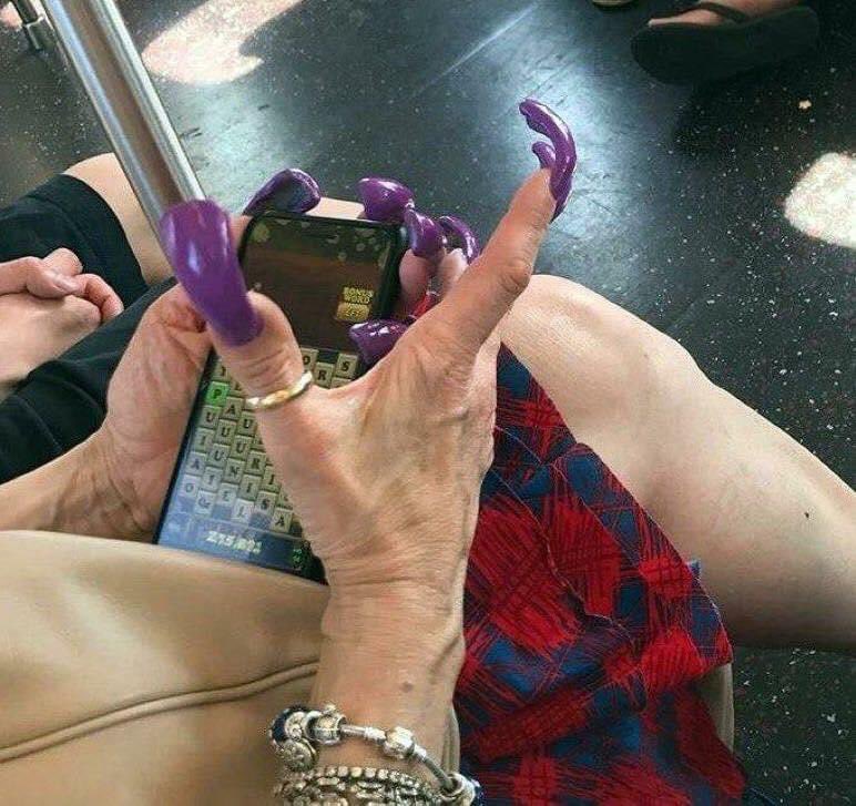 Solrac214Solrac's tweet photo. Ever wonder why it takes me so long to text you back? Well, now you know! They are wonderful for climbing trees though! Scooping dip? No chip required! 

🤪#NailFail #Humor #EpicFail #PlasticSurgery #WTF #FridayMorning #LGBTQ #FridayMotivation #LGBTQIA #Gay #FBR #FBRParty #Funny https://t.co/ktFBpAg6Y7