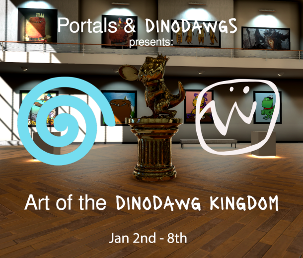 PortalsComm's tweet photo. Next week: 
The Art of @DinodawgKingdom exhibit will be in the MODA Gallery 🖼

Join us for a fireside chat with Dinodawgs founder Adam Dewhirst to discuss his work on display spanning his 20 year visual effects career!
📅 Monday Jan 2nd @ 1pm PST

Link: https://t.co/xXuVt1IeqT https://t.co/HvxPFCYFkR