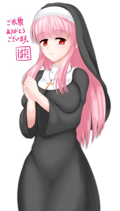 SkebもFantiaも納品した作品を作者は自由に公開できる規約ということなので…。
一つは修道服を着たマリアンネさん。最近マリアンネさんには酷いことしかしていない気がするので、描いていて穢れが清められて許しを得たような感じがしました。 