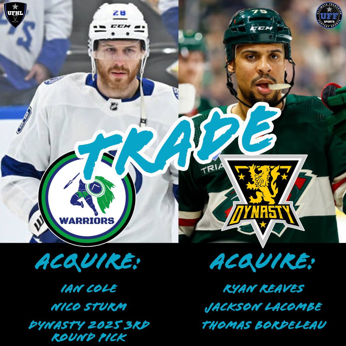 🚨TRADE ALERT🚨

#UFHLTrades #FantasyHockey #HockeyTwitter @WarriorsUfhl <a href="/DynastyUFHL/">Dynasty</a> #DA32 @UFFSports