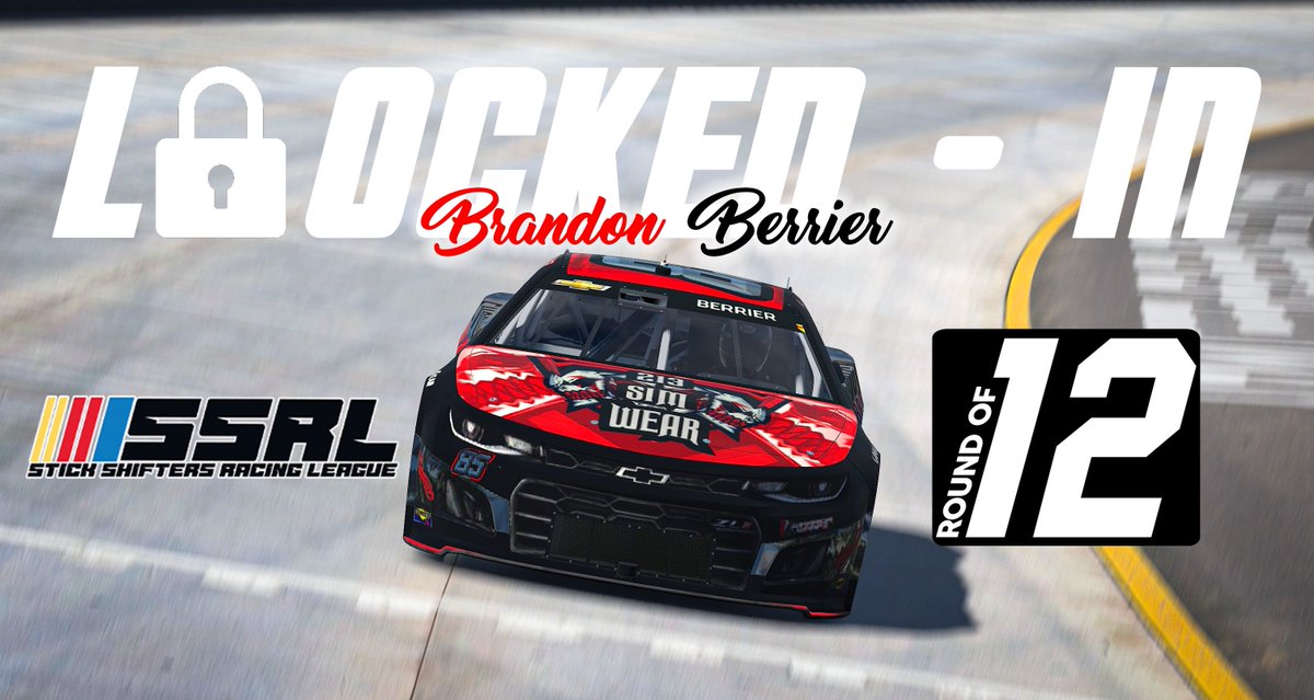 realbrandonbme's tweet photo. Locked in 🔒 to the Round of 12!

#iRacing #eNASCAR #SimRacing #SSRL https://t.co/80qtFRakyz