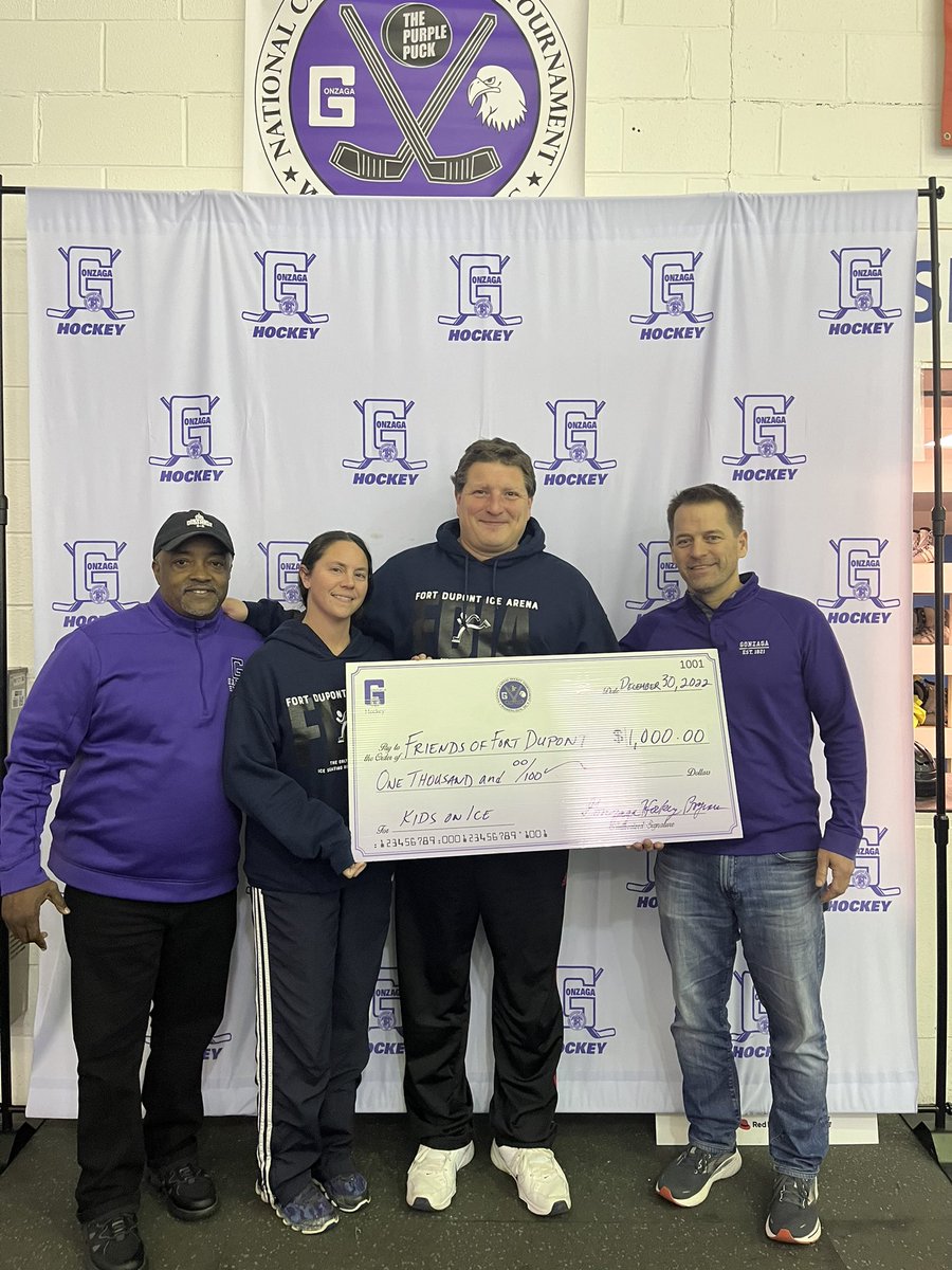 The only thing better than the hockey games is our commitment to the community this year we donated 1K to the <a href="/FriendsofFDIA/">Friends of Fort Dupont Ice Arena</a> Kids on Ice Program Who does it better than us NOBODY! <a href="/Gonzaga_Hockey1/">GonzagaCHS Hockey</a> <a href="/WashPostHS/">WashPost HS Sports</a> <a href="/RealChadRicardo/">Chad Ricardo</a> #TheChampsPlayHere