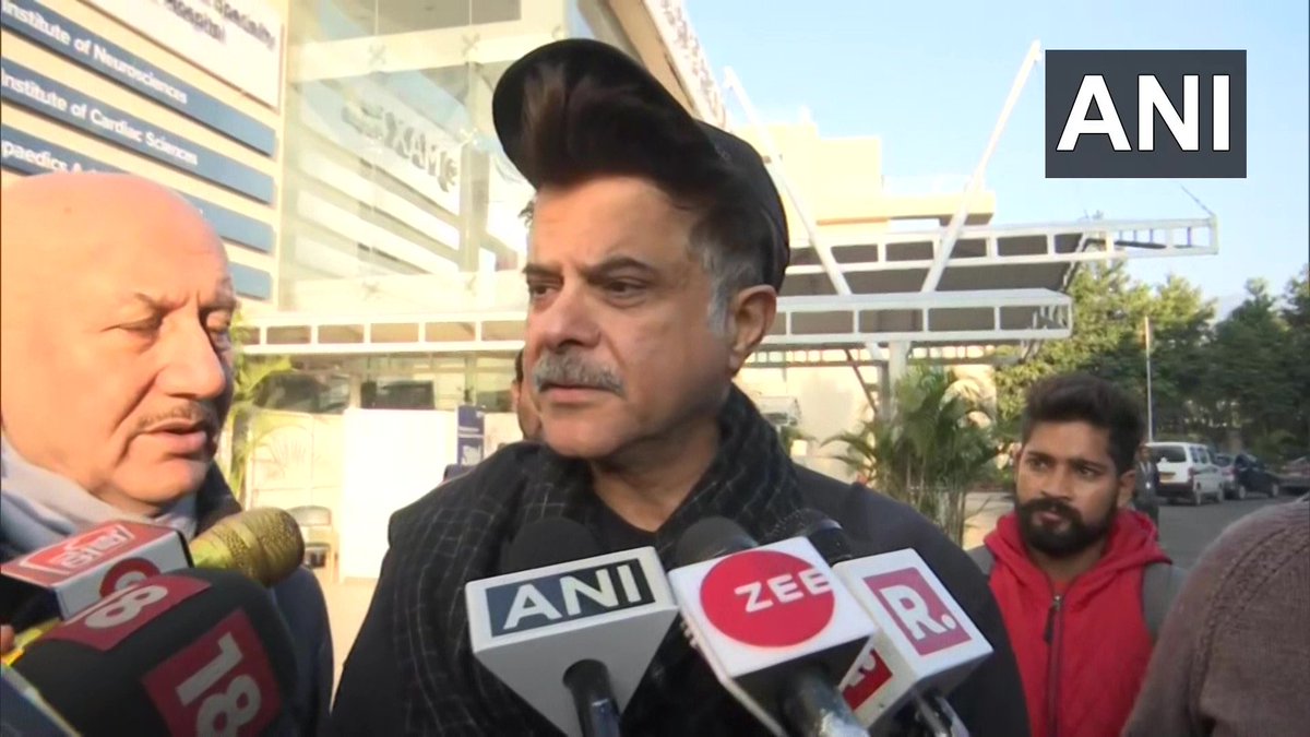 Actors Anil Kapoor and Anupam Kher arrived at Max Hospital in Dehradun to meet Cricketer Rishabh Pant, who is admitted there following an accident yesterday.

"We met him and his mother. He's stable. Appeal to people to pray for him so that he gets well soon," they say | ANI