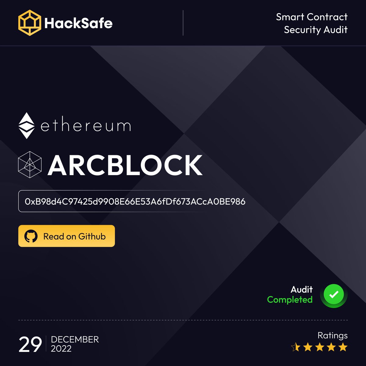 Hacksafe_'s tweet photo. Security audit for the Smart Contract Of ArcBlock has been completed by #HackSafe ✅
Request our service at : https://t.co/0BFgtFniBa
Read ArcBlock Audit report : https://t.co/1c5Gj88F1D
Know more about : https://t.co/NlNZU08j11
#Smartcontract #audit #cryptocurrency #ETH https://t.co/pbH6Mc1Lhb