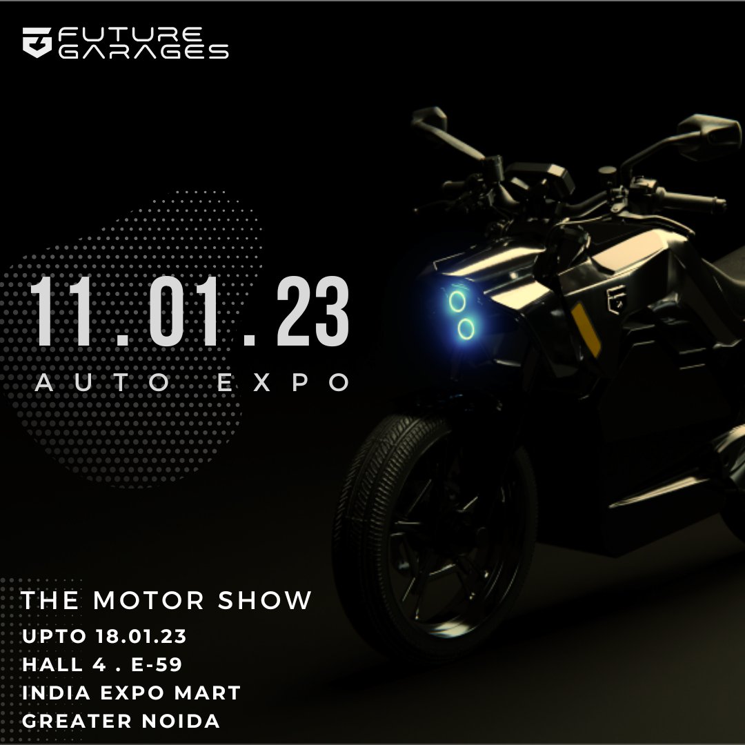 futuregarages's tweet photo. Each one of you, step out in the new year and check this electric beast on 13.01.23 at The Auto Expo. 

#autoexpo2023 #themotorshow #futuregarages #electricmotorcycle https://t.co/NVfdrX2NWr