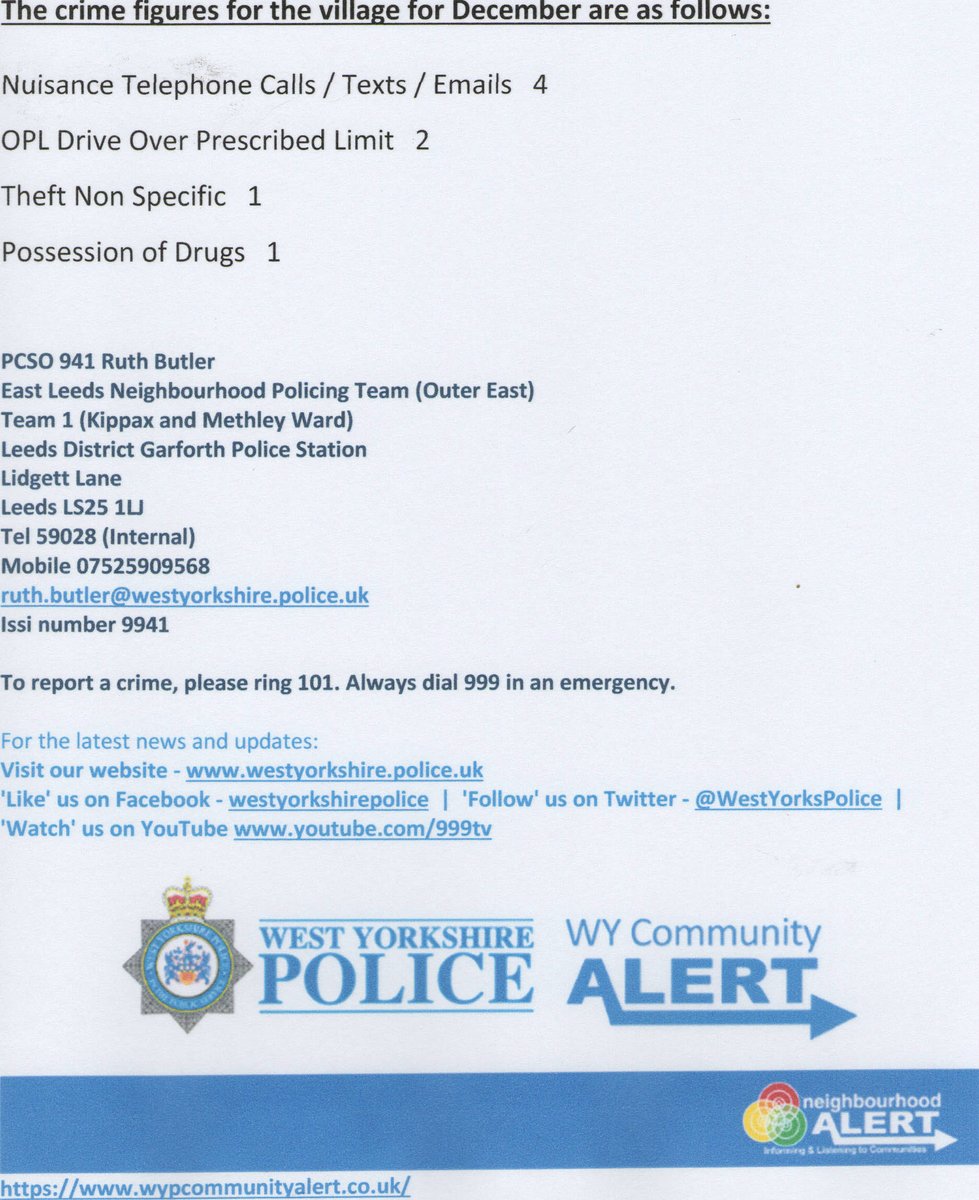 swillyvc's tweet photo. The latest crime figures for Swillington. https://t.co/qst7ooOcOB