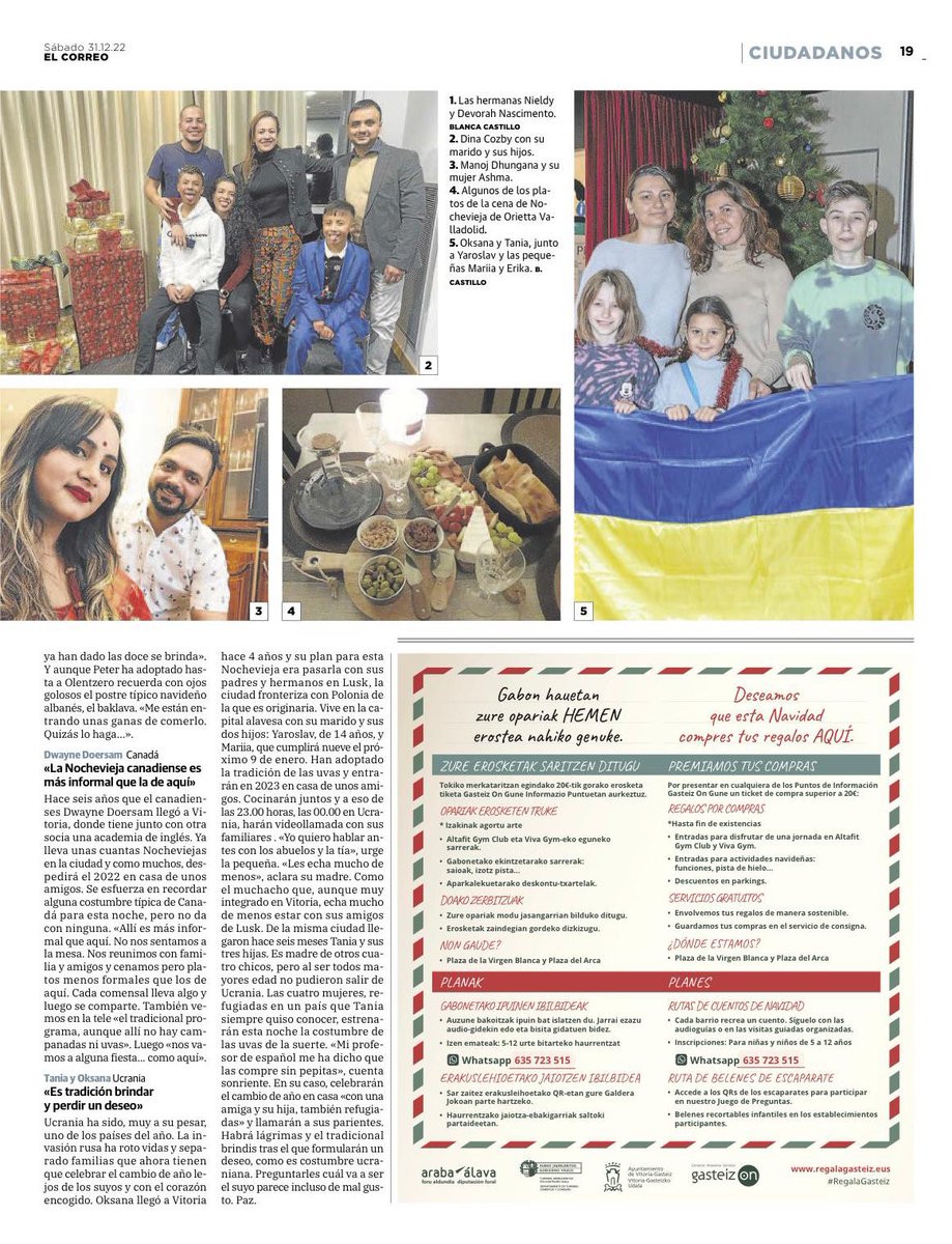 gasteizon's tweet photo. Vari@s asociad@s de #GasteizOn originari@s de otros países nos cuentan cómo recibirán el 2023 en #VitoriaGasteiz
Urte berri on!
@STAVJEANS
@CoachFamilias
#FloraVermuteria
#Triskari https://t.co/btrQzBcLZ5