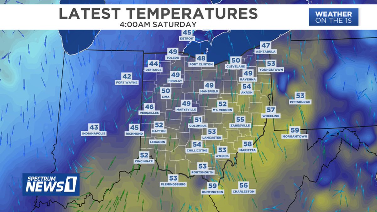 Spectrum News 1 OH on Twitter "Here are the latest temperatures across