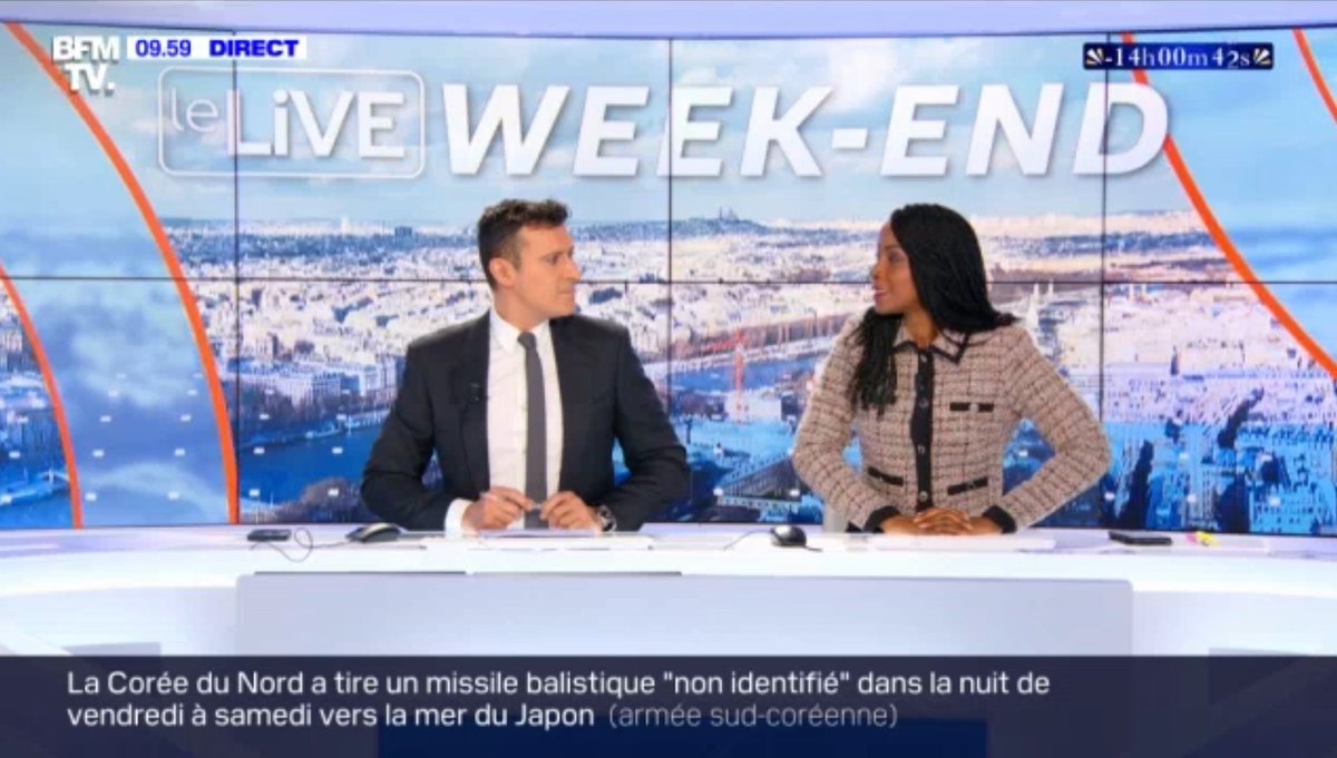 HYoussouf1297's tweet image. Bonjour au duo @tomjoubert et @FWegscheider en plateau du #LiveWeekend sur @BFMTV !