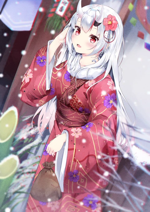 もうすぐ2023です、あやめちゃんからのhappy new year!#百鬼あやめ #百鬼絵巻 
