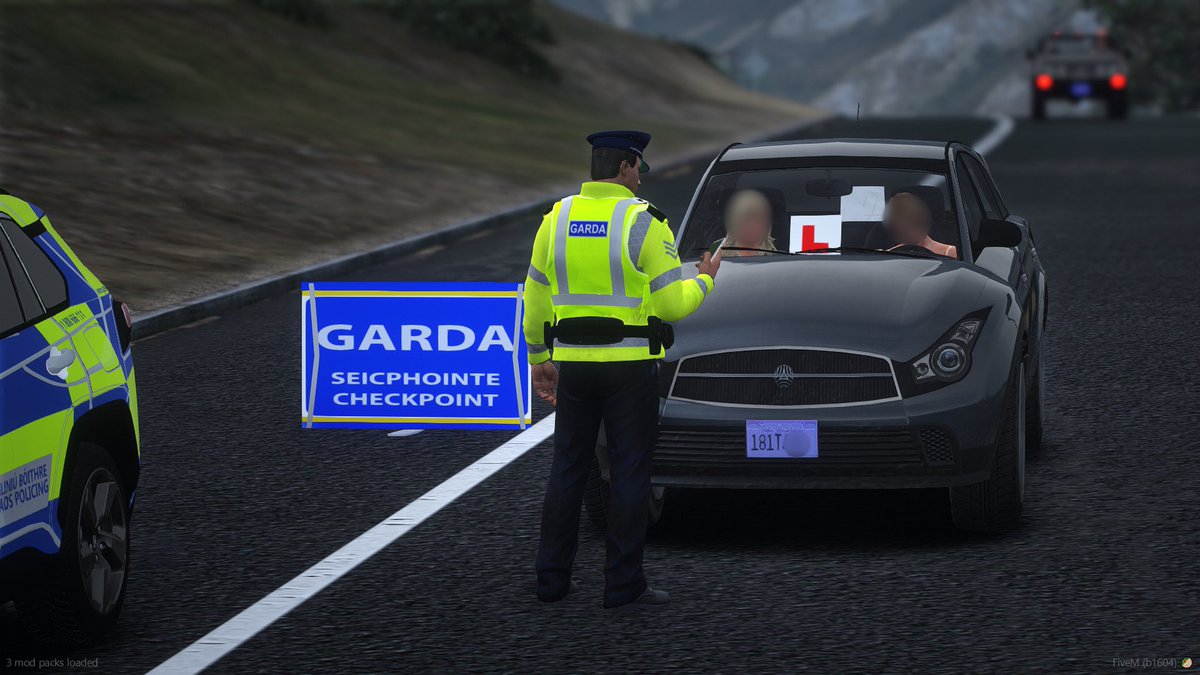 IrishESRPC's tweet photo. #Limerick RPU conducting a checkpoint outside of #croom on #n20 

Using #ACTIVEMobility, it was found the accompanying passenger and driver were both on Learner Permits. Vehicle seized under Clancy Amendment and proceedings commenced. #fivem #iesrpc #realisticexperience https://t.co/bgxkyGotUj